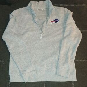 Vineyard Vines Light Gray Zip-Up Sweater with Buffalo Bills Logo Women's Size Sm